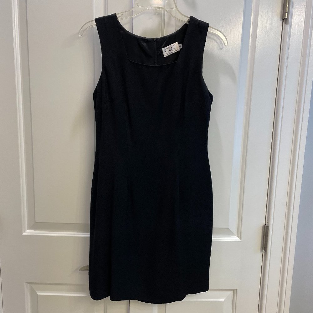 EUC Vntg CDC Sheath Dress, Sleeveless, Black, Fully Lined, Rayon & Acetate, Sz 4